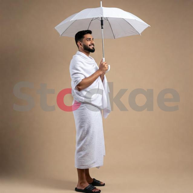 Man in Ihram with Umbrella