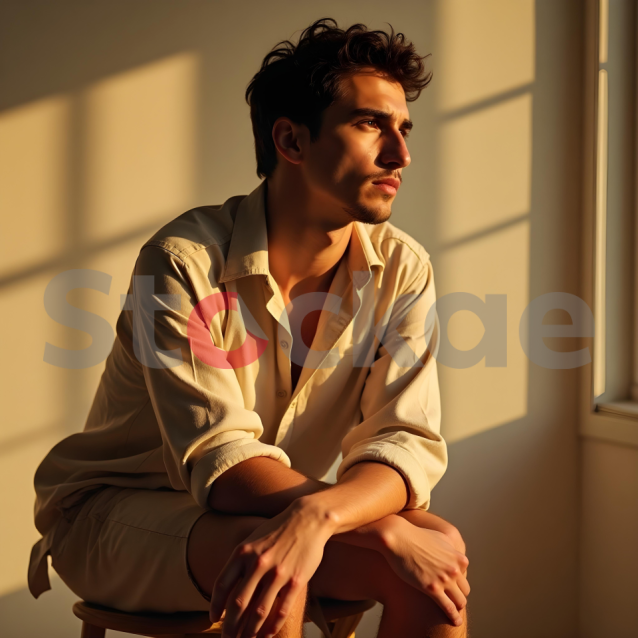 Contemplative Gaze in Golden Sunlight